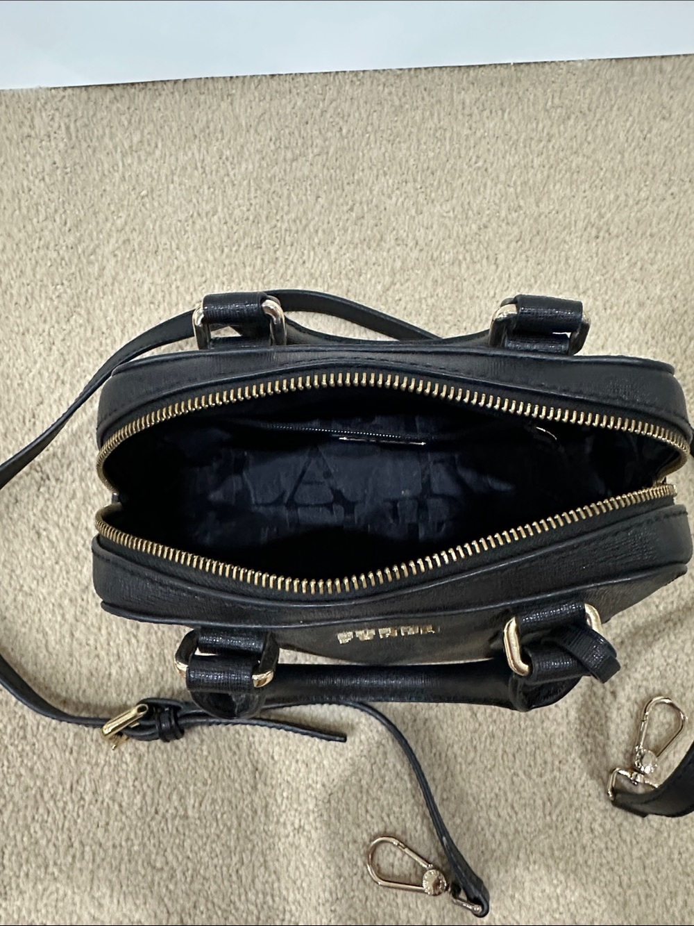 Furla Black Saffiano Leather Satchel with Gold Charm - Picture 3 of 5